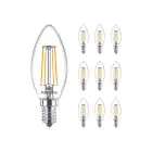 Voordeelpak 10x Philips MASTER Value LED Kaars E14 Filament Helder 3.4W 470lm - 927 Zeer Warm Wit | Beste Kleurweergave - Dimbaar - Vervangt 25W